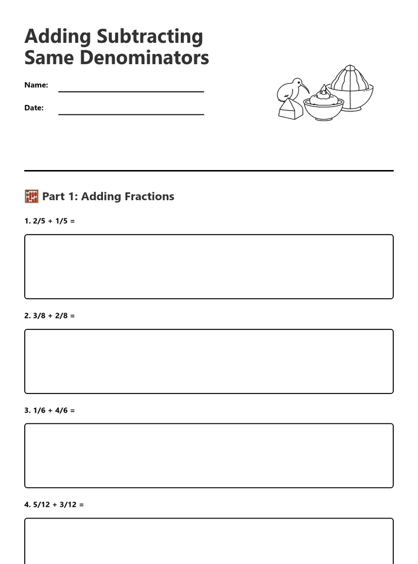 Adding Subtracting Same Denominators
