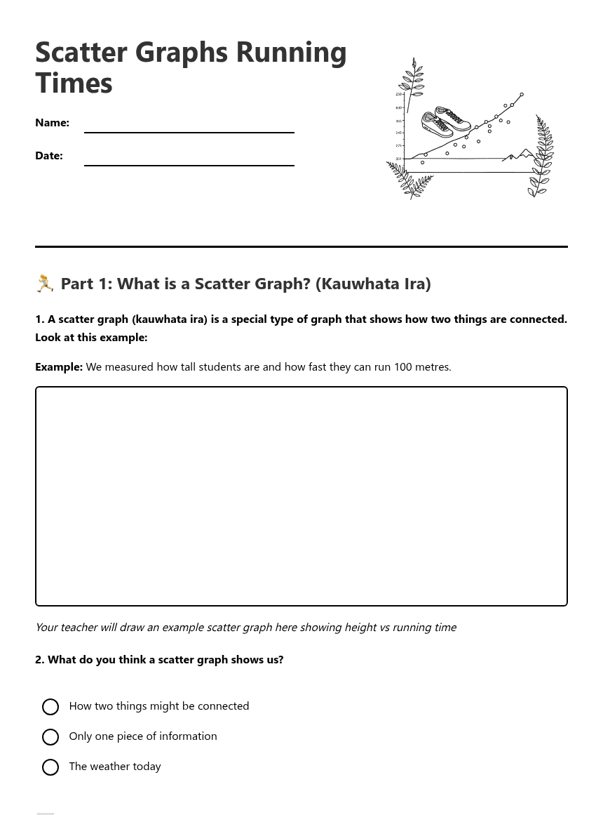 Scatter Graphs Running Times worksheet preview