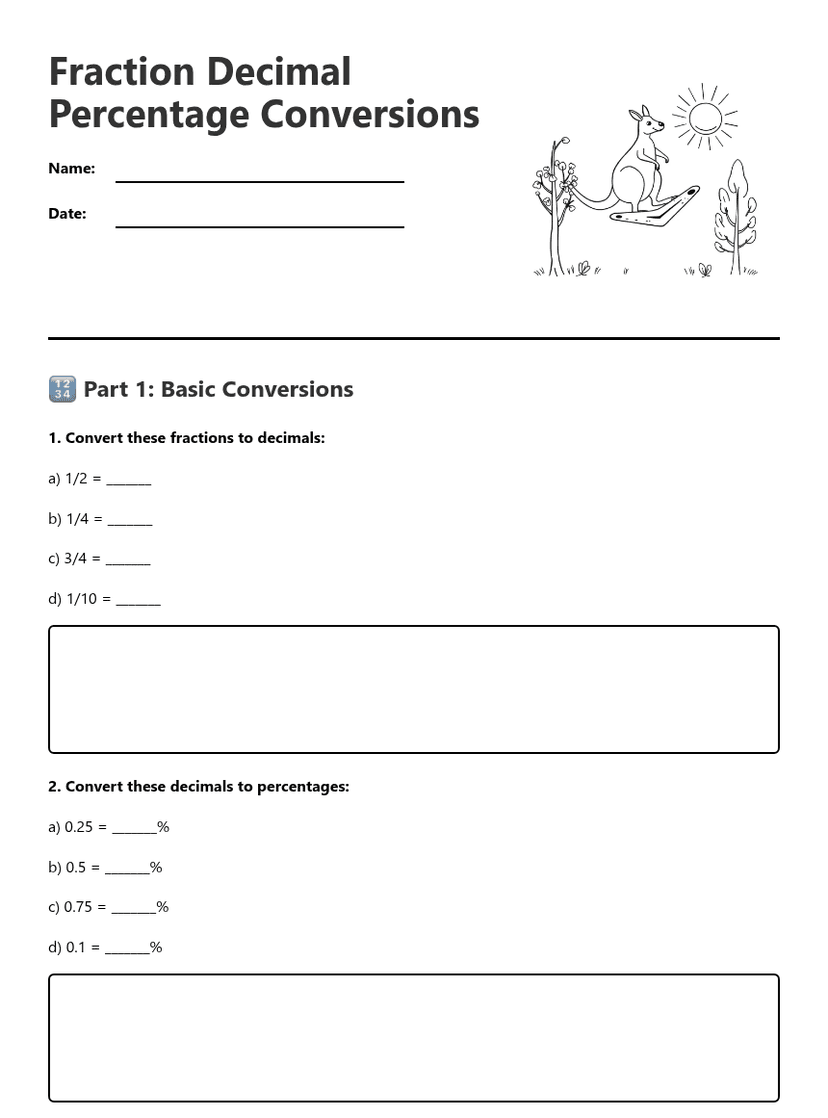 Fraction Decimal Percentage Conversions