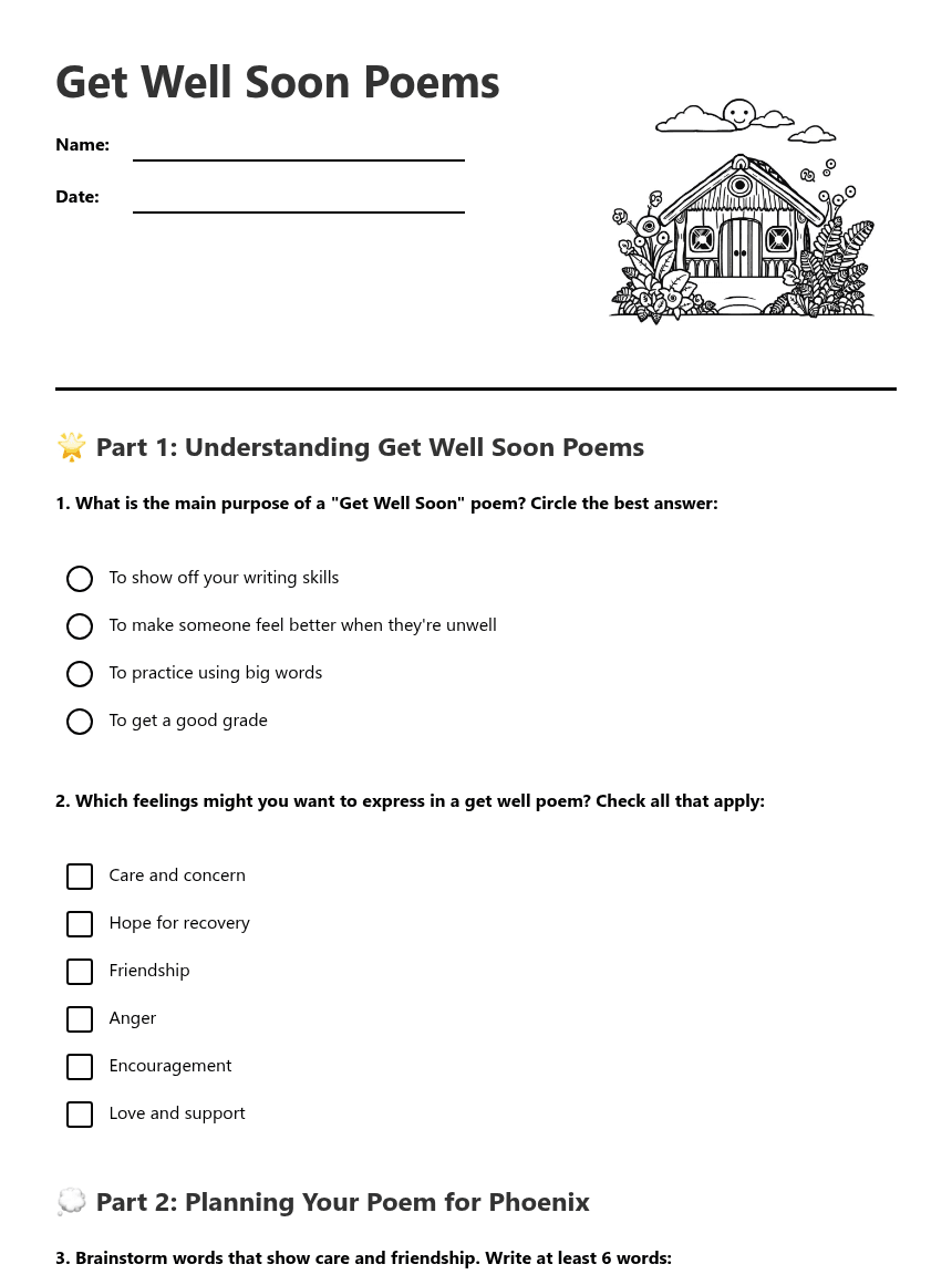 Get Well Soon Poems worksheet preview