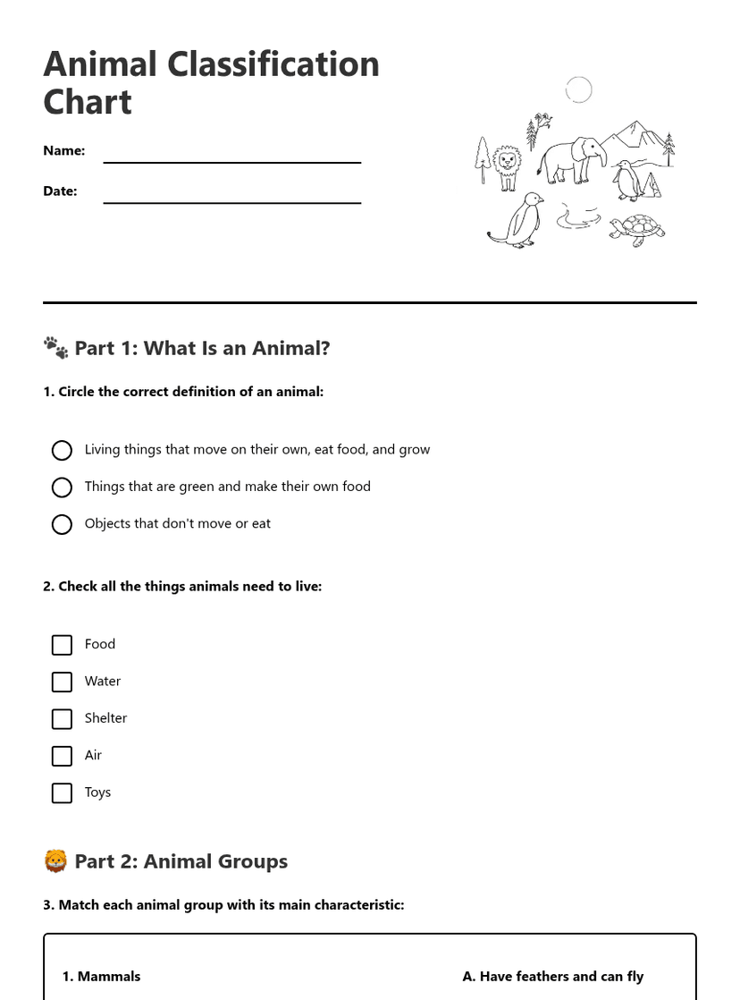 Animal Classification Chart