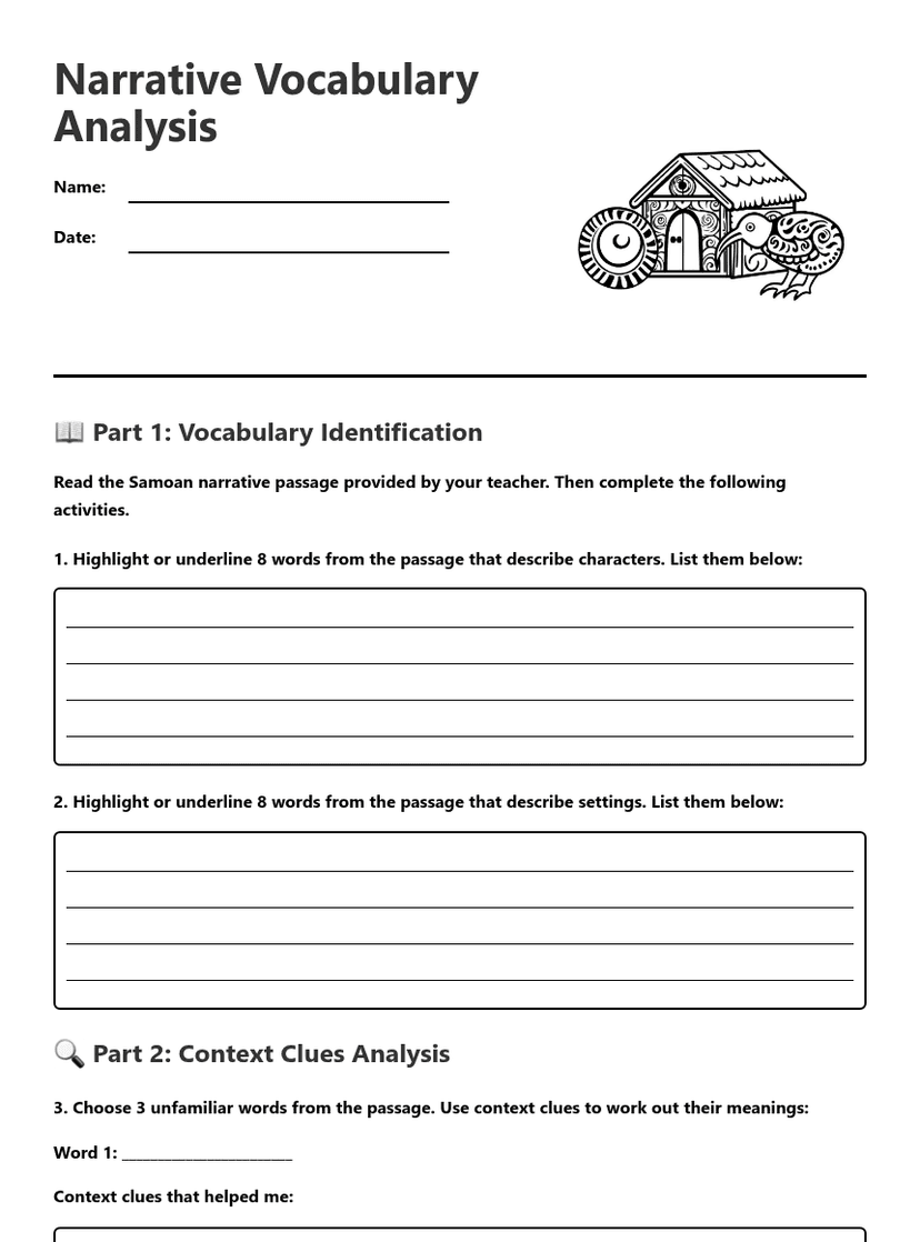 Narrative Vocabulary Analysis