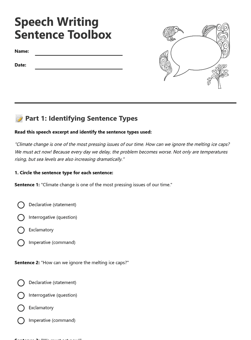 Speech Writing Sentence Toolbox