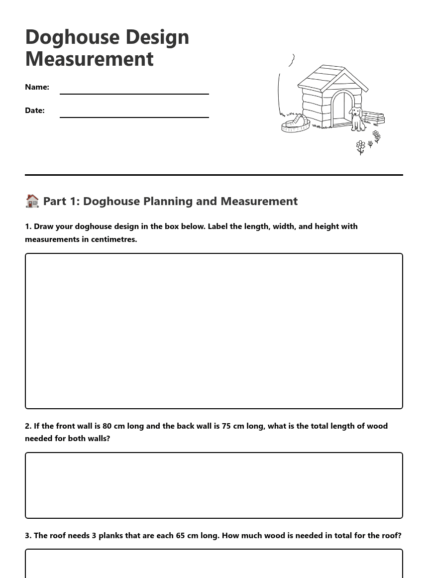 Doghouse Design Measurement worksheet preview