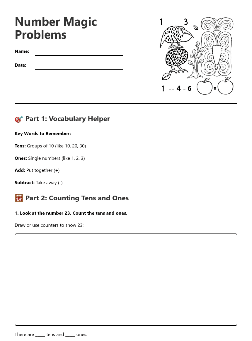 Number Magic Problems worksheet preview