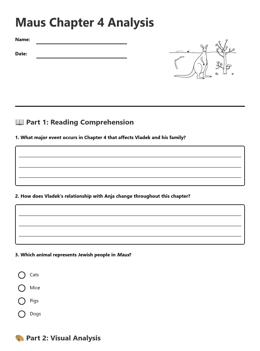 Maus Chapter 4 Analysis worksheet preview