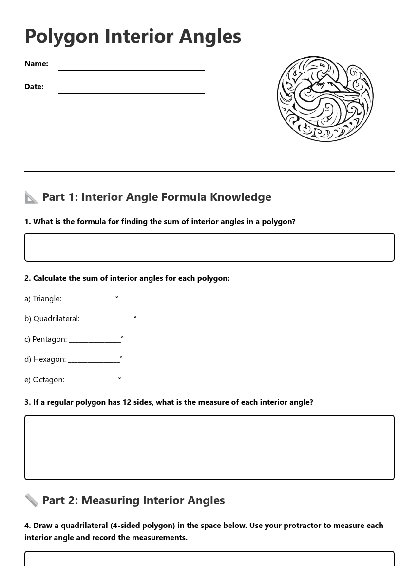 Polygon Interior Angles worksheet preview