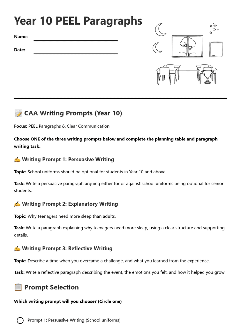 Year 10 PEEL Paragraphs