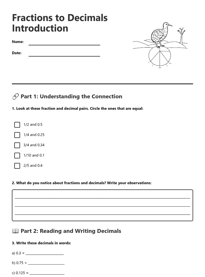 Fractions to Decimals Introduction