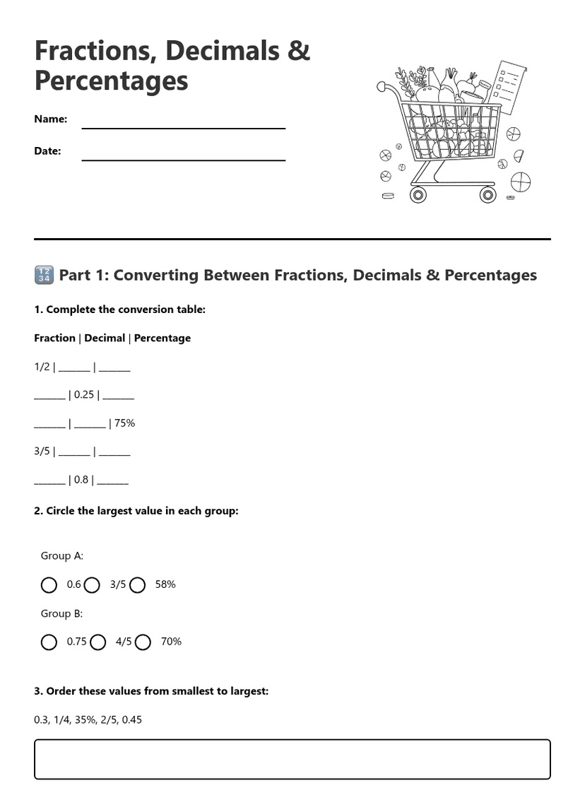 Fractions, Decimals & Percentages