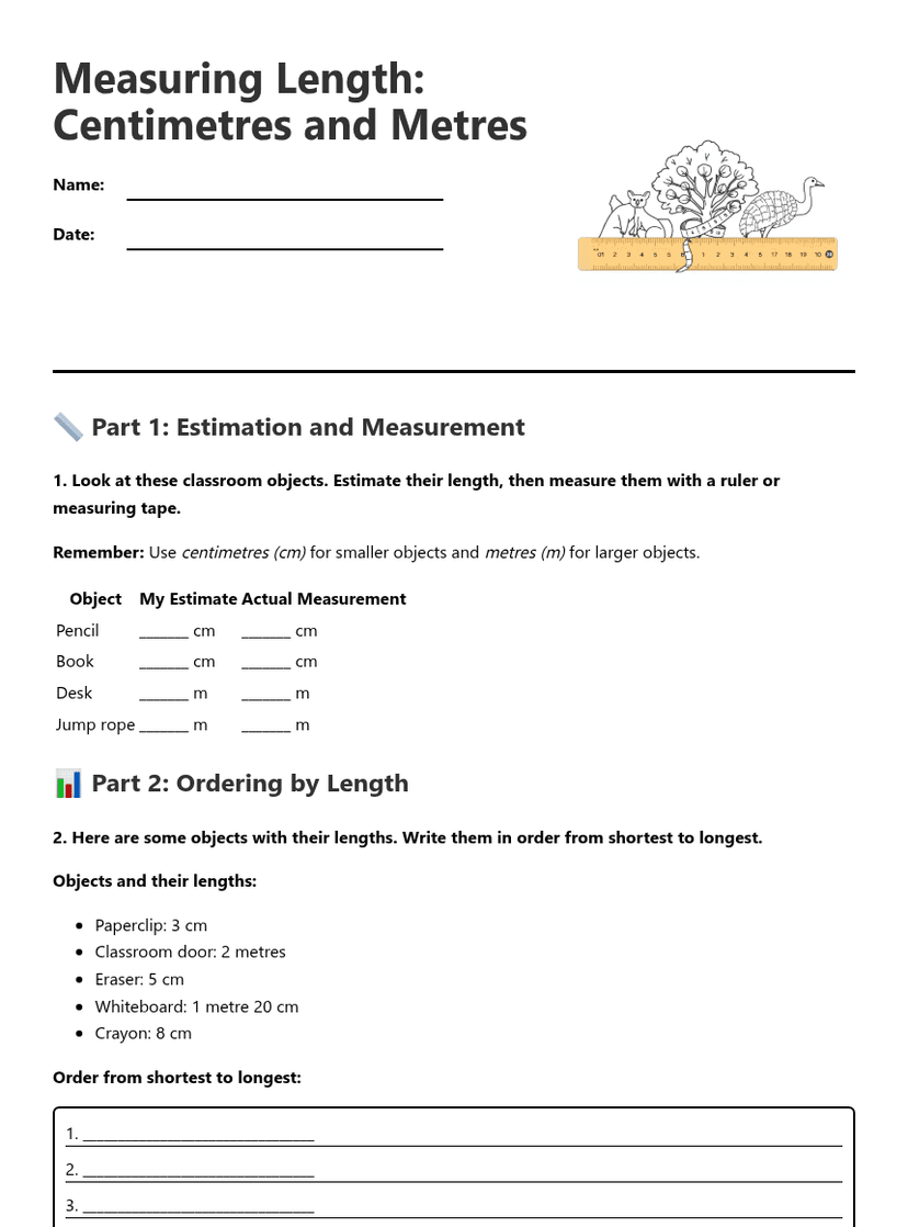 Measuring Length: Centimetres and Metres
