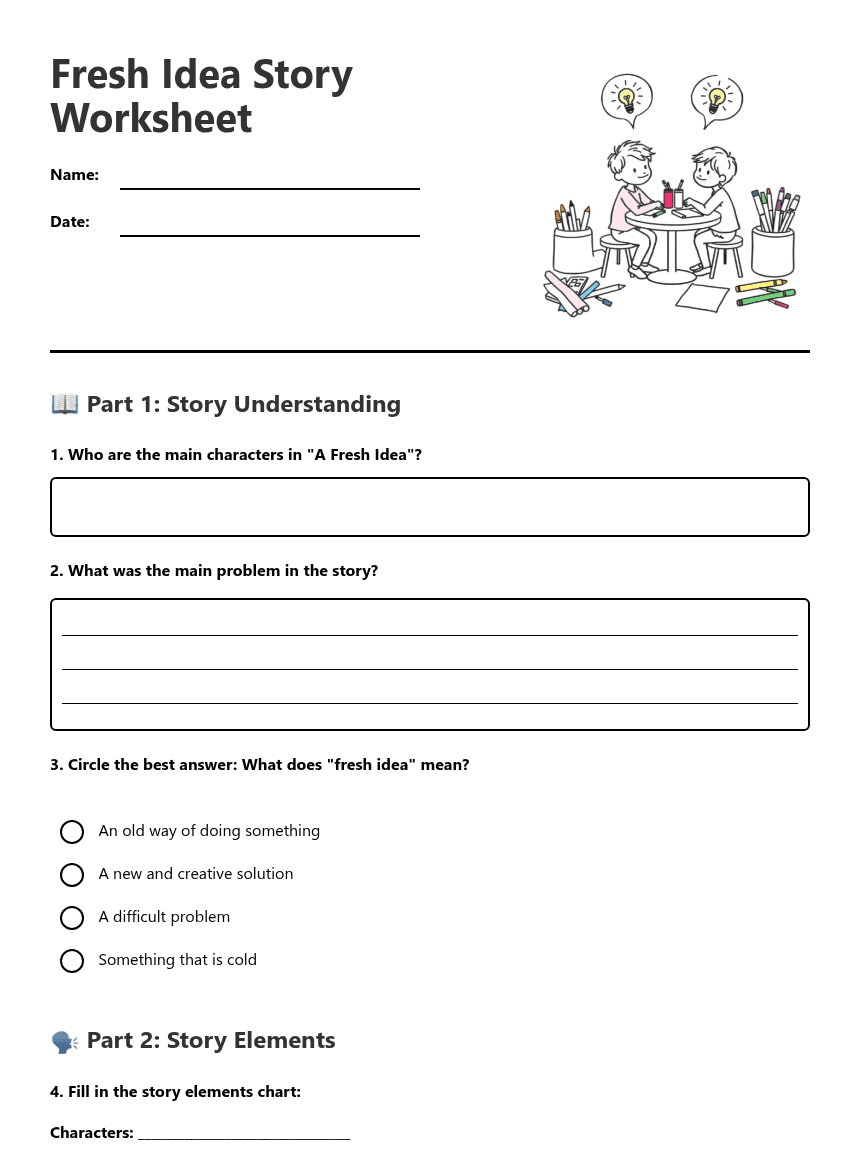 Fresh Idea Story Worksheet worksheet preview