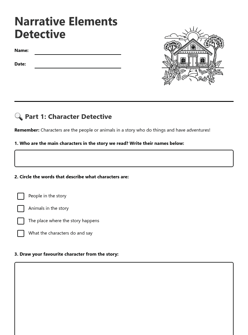 Narrative Elements Detective worksheet preview