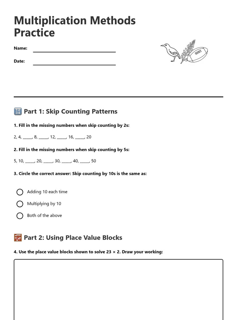 Multiplication Methods Practice