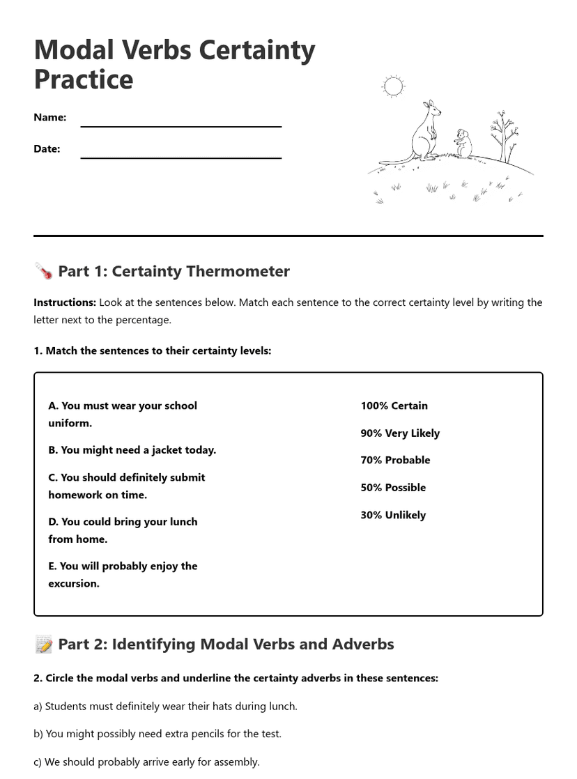 Modal Verbs Certainty Practice