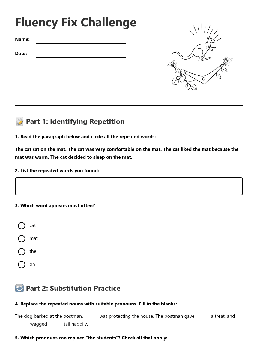 Fluency Fix Challenge worksheet preview