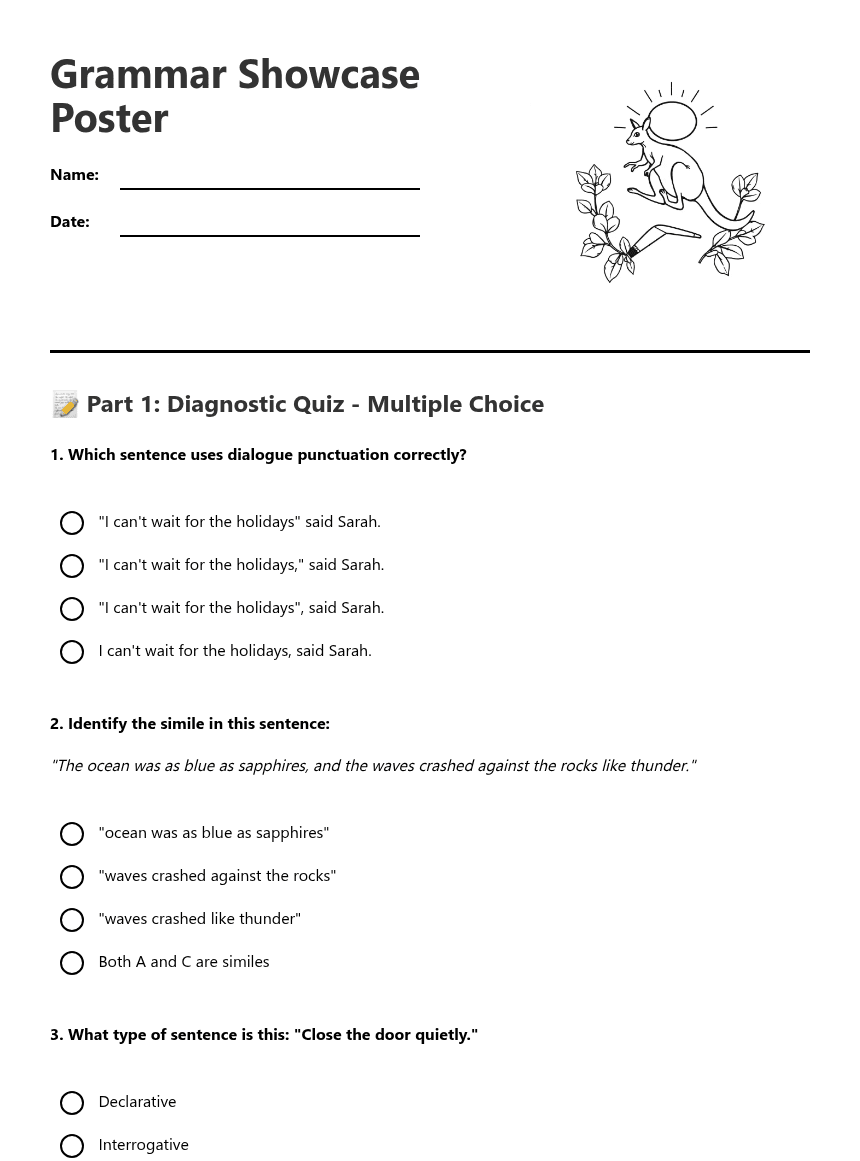 Grammar Showcase Poster worksheet preview