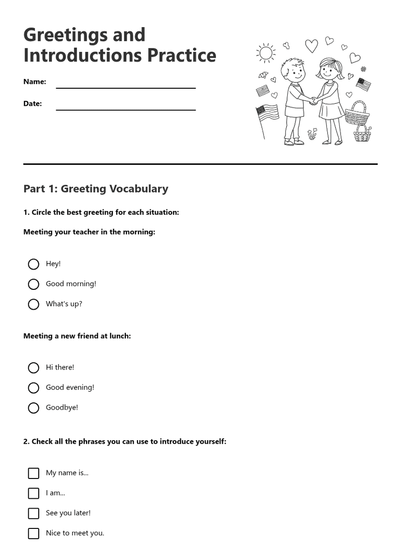 Greetings and Introductions Practice