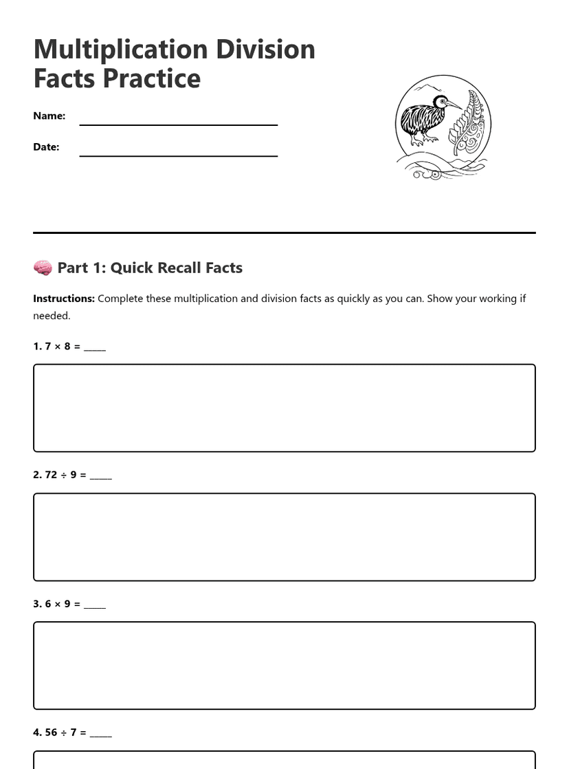 Multiplication Division Facts Practice