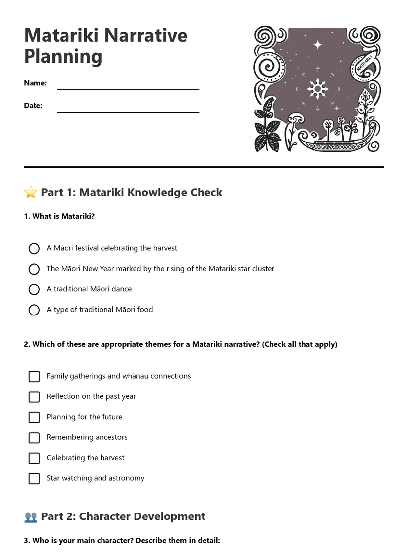 Matariki Narrative Planning