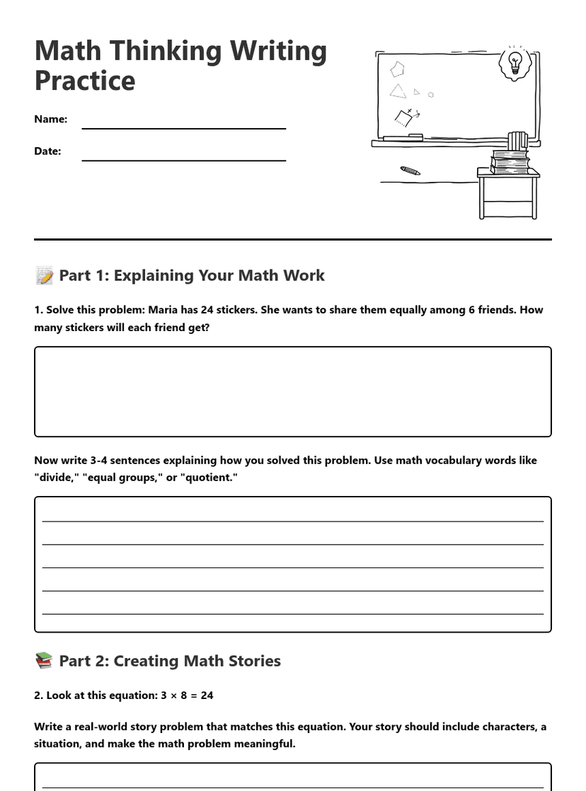 Math Thinking Writing Practice
