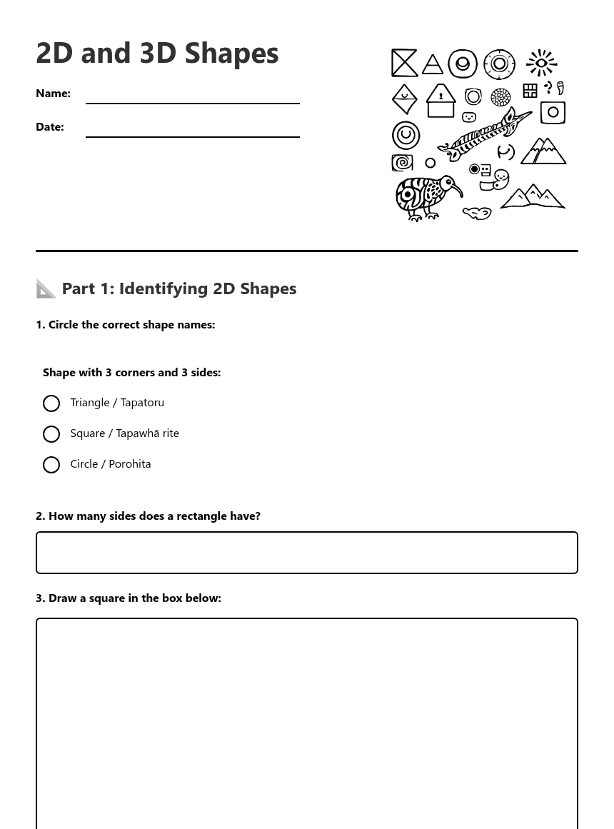2D and 3D Shapes worksheet preview