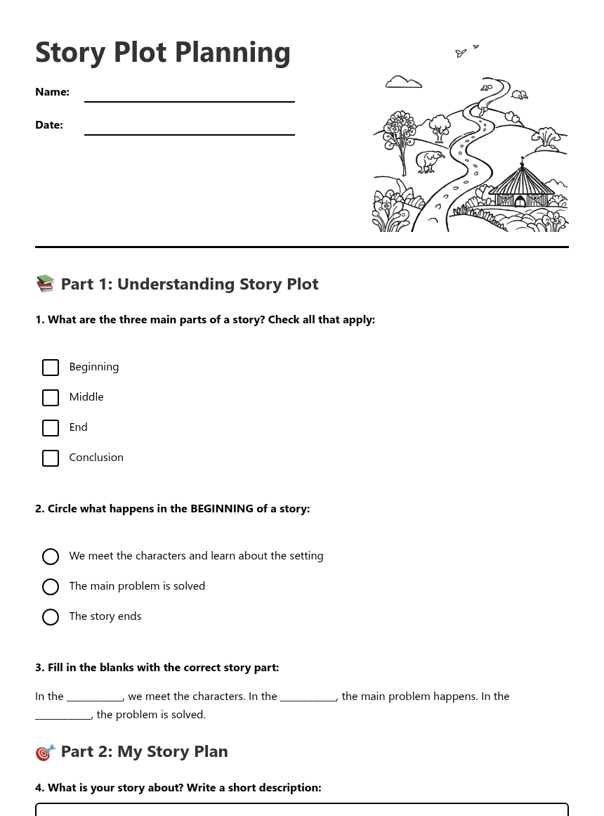 Story Plot Planning worksheet preview
