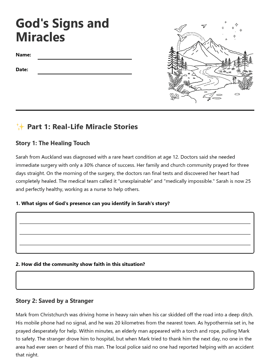 God's Signs and Miracles worksheet preview