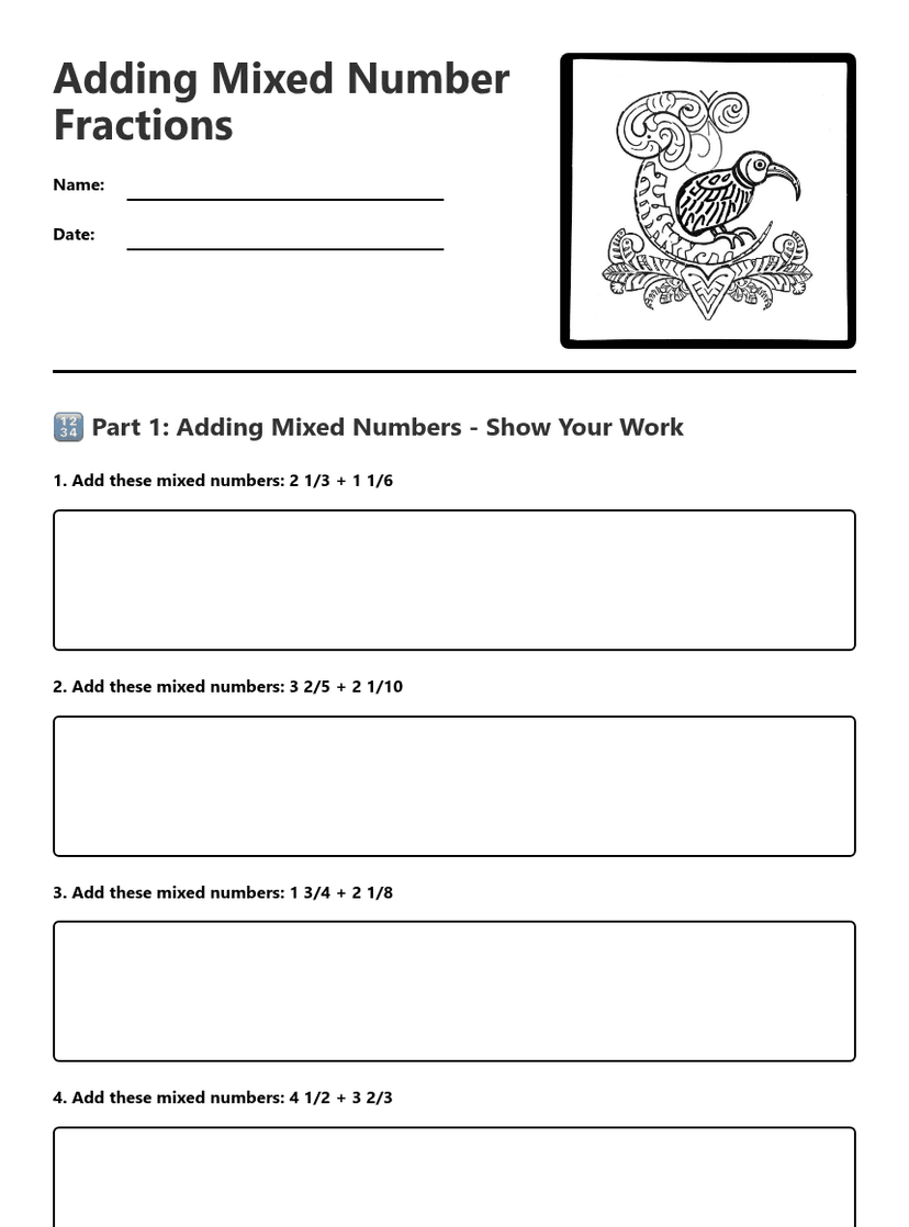 Adding Mixed Number Fractions