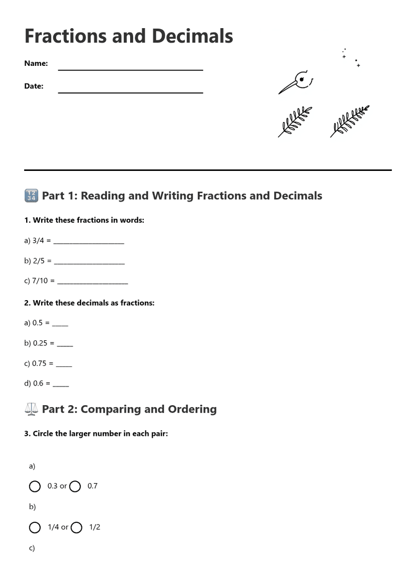 Fractions and Decimals