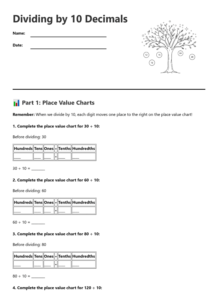 Dividing by 10 Decimals