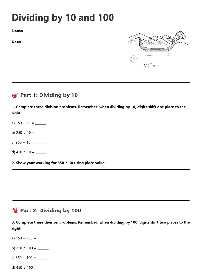 Dividing by 10 and 100