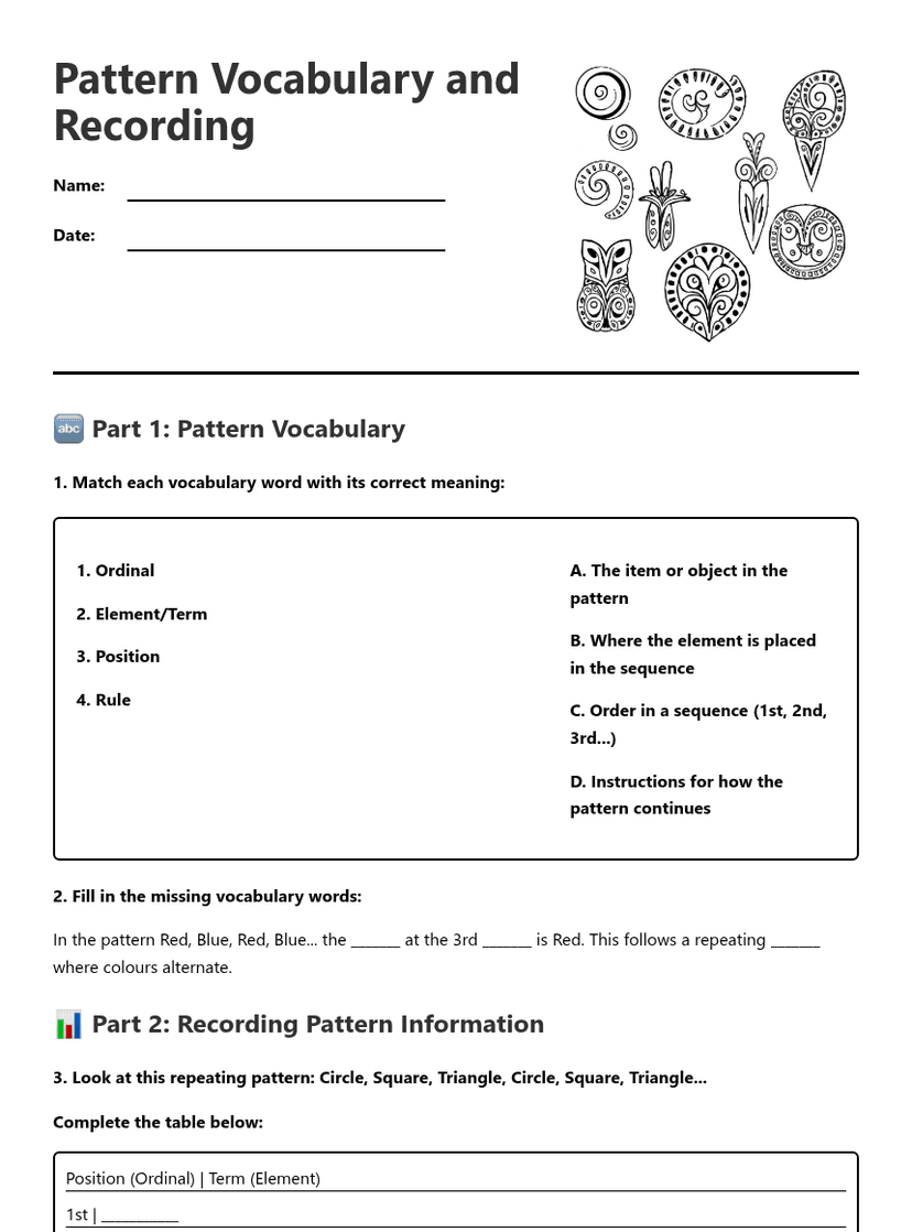 Pattern Vocabulary and Recording