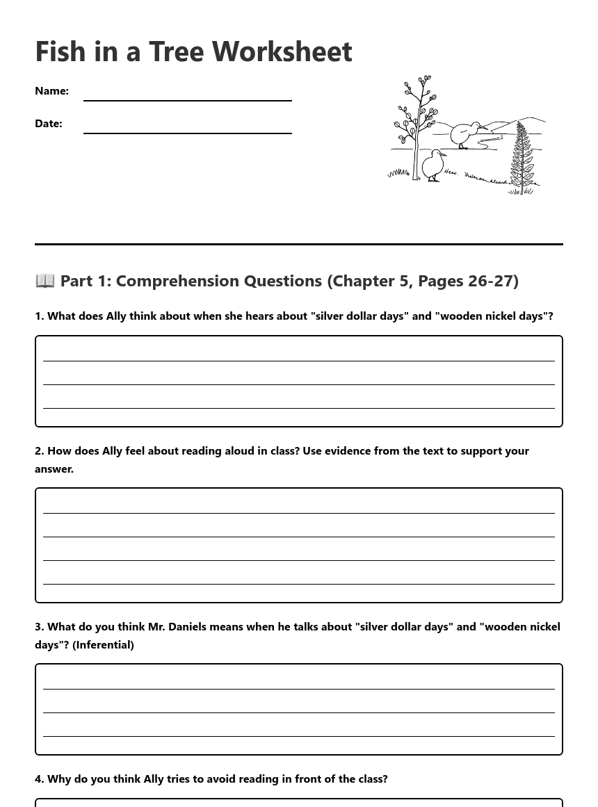 Fish in Tree Worksheet worksheet preview