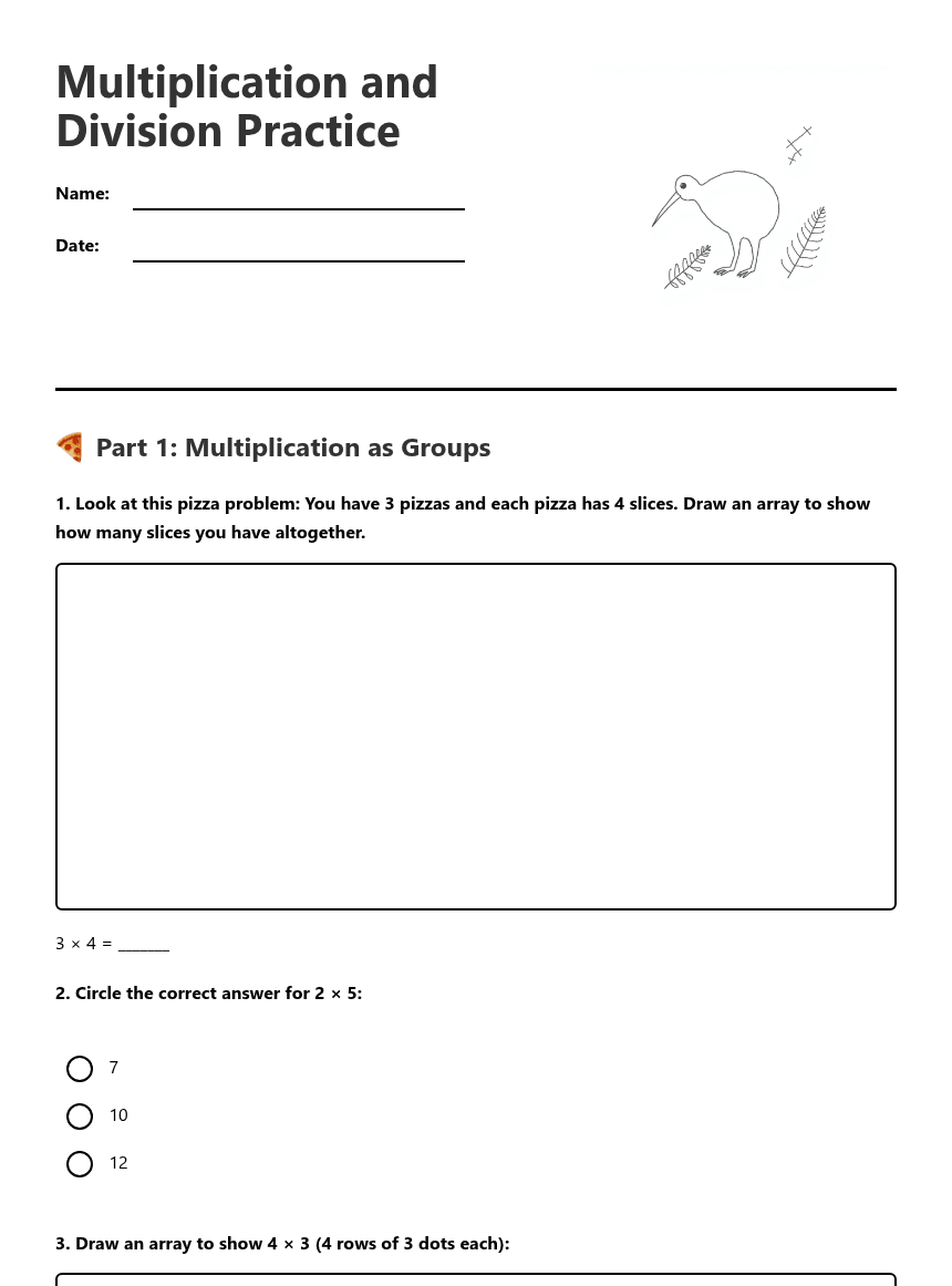 Multiplication and Division Practice worksheet preview