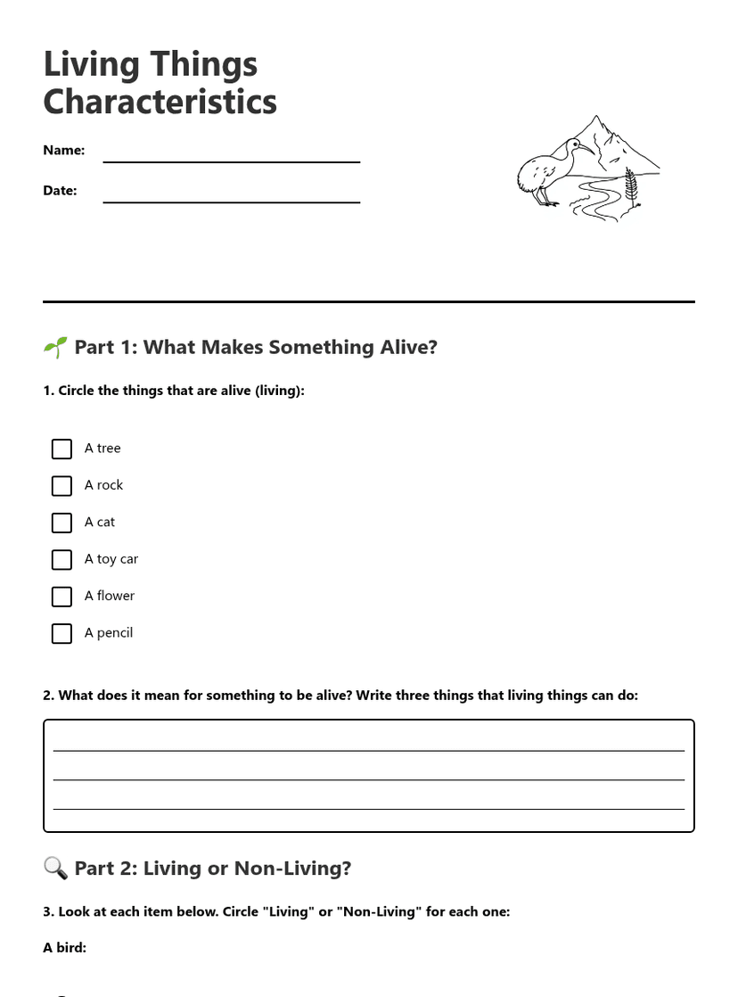 Living Things Characteristics