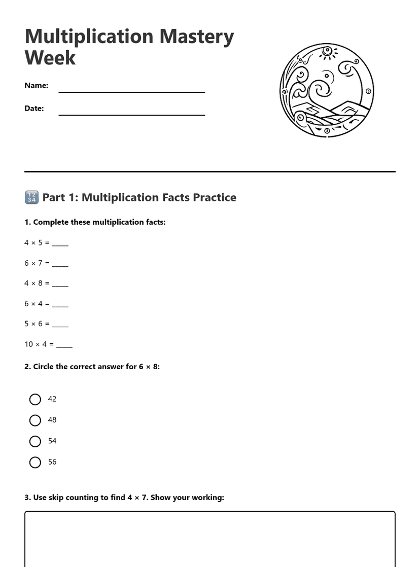 Multiplication Mastery Week