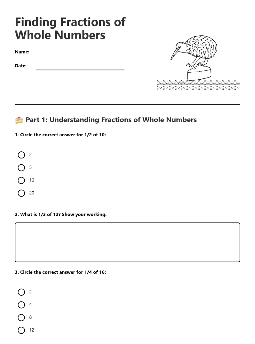 Fractions of Whole Numbers