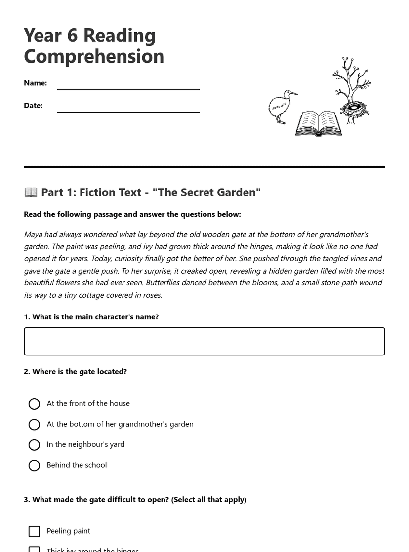 Year 6 Reading Comprehension