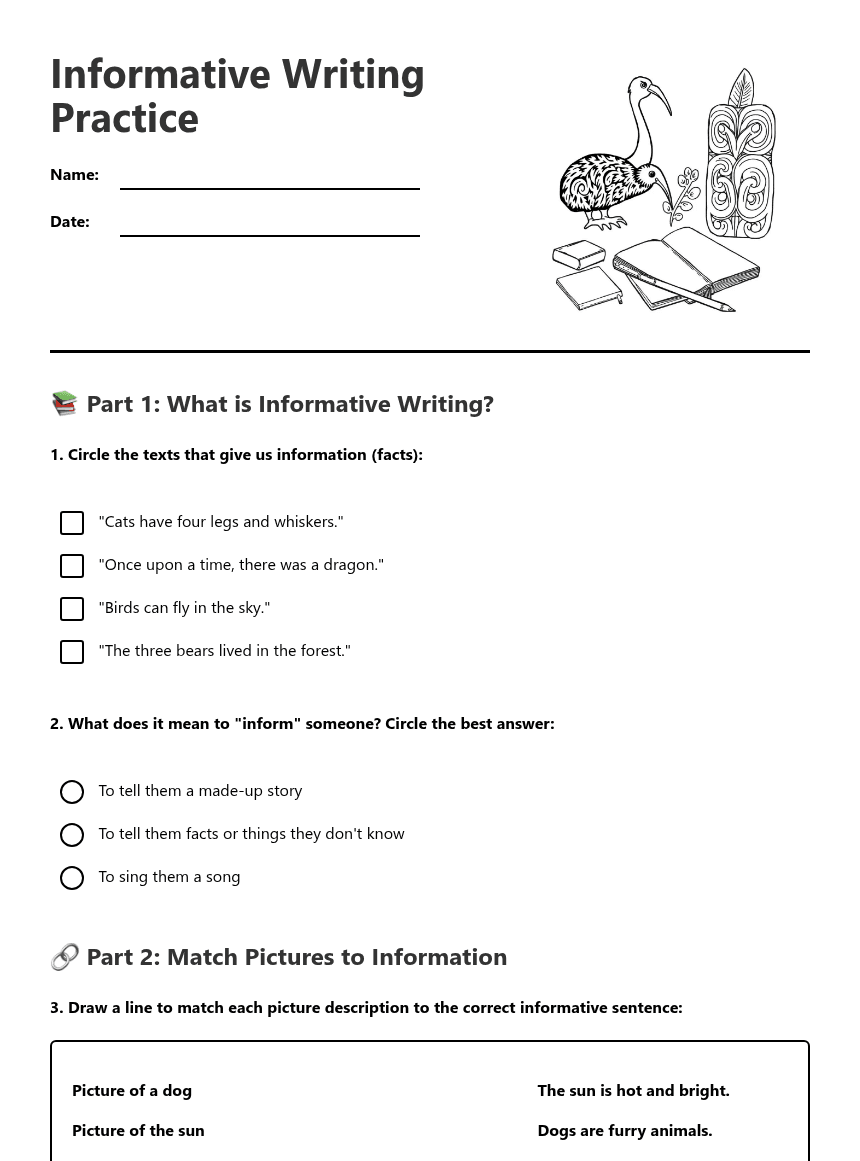 Informative Writing Practice worksheet preview