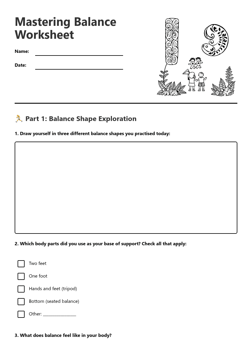 Mastering Balance Worksheet worksheet preview