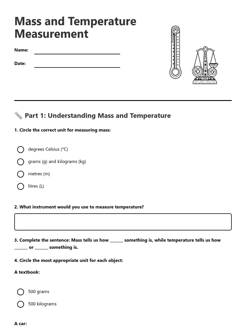 Mass and Temperature Measurement