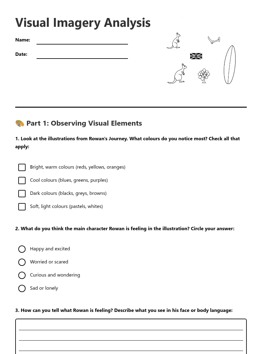 Visual Imagery Analysis worksheet preview