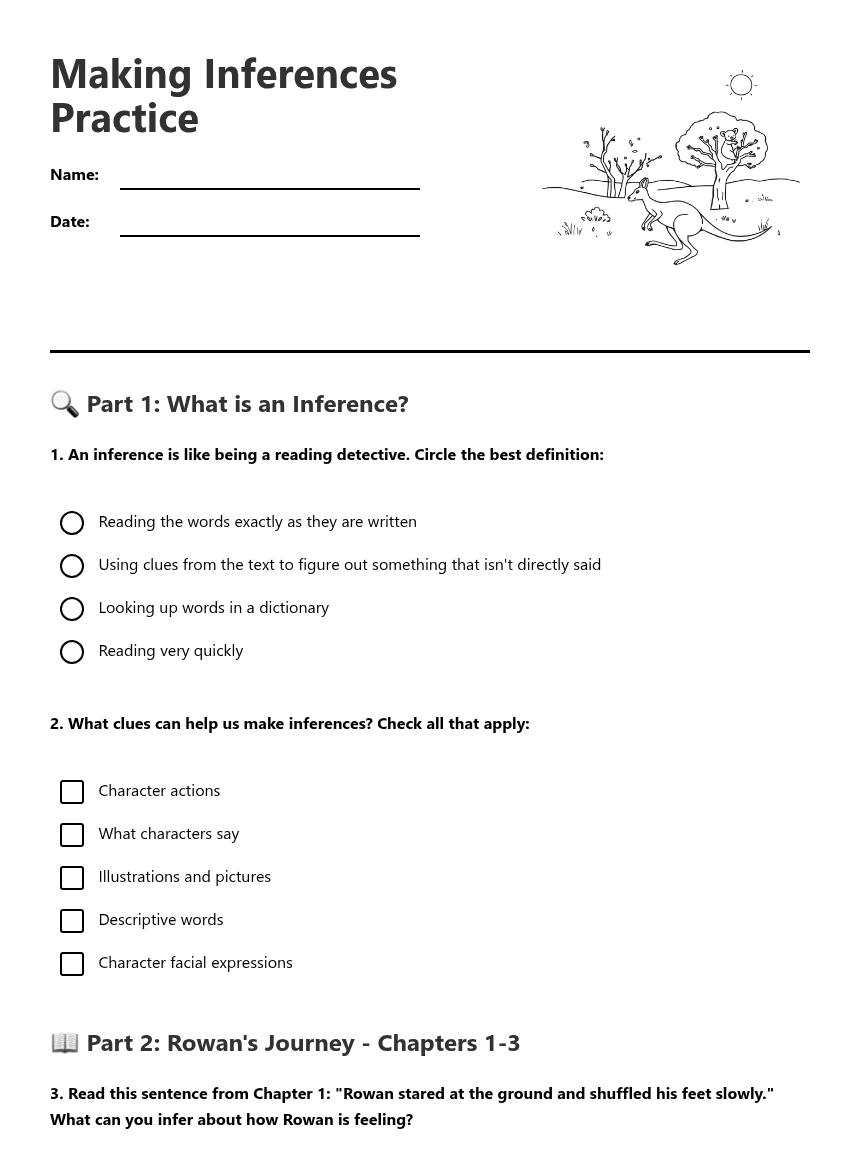 Making Inferences Practice worksheet preview