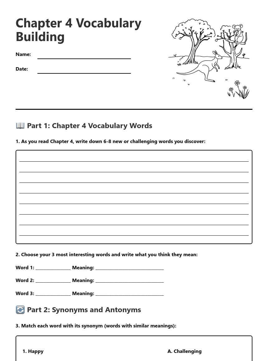 Chapter 4 Vocabulary Building worksheet preview