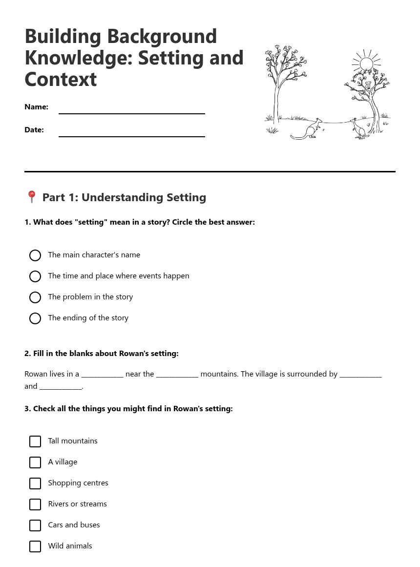 Building Background Knowledge worksheet preview