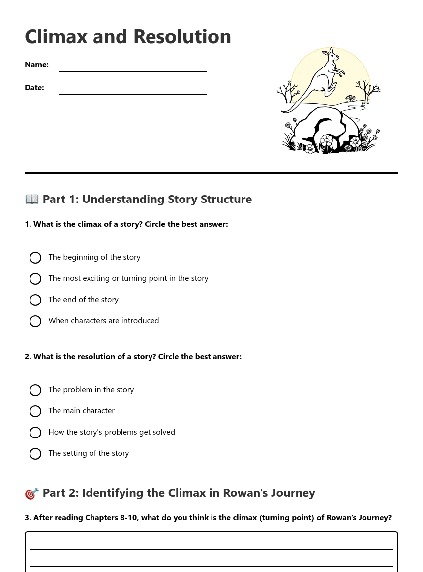 Climax and Resolution worksheet preview