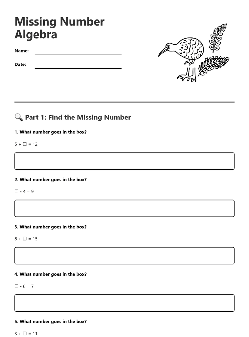 Missing Number Algebra