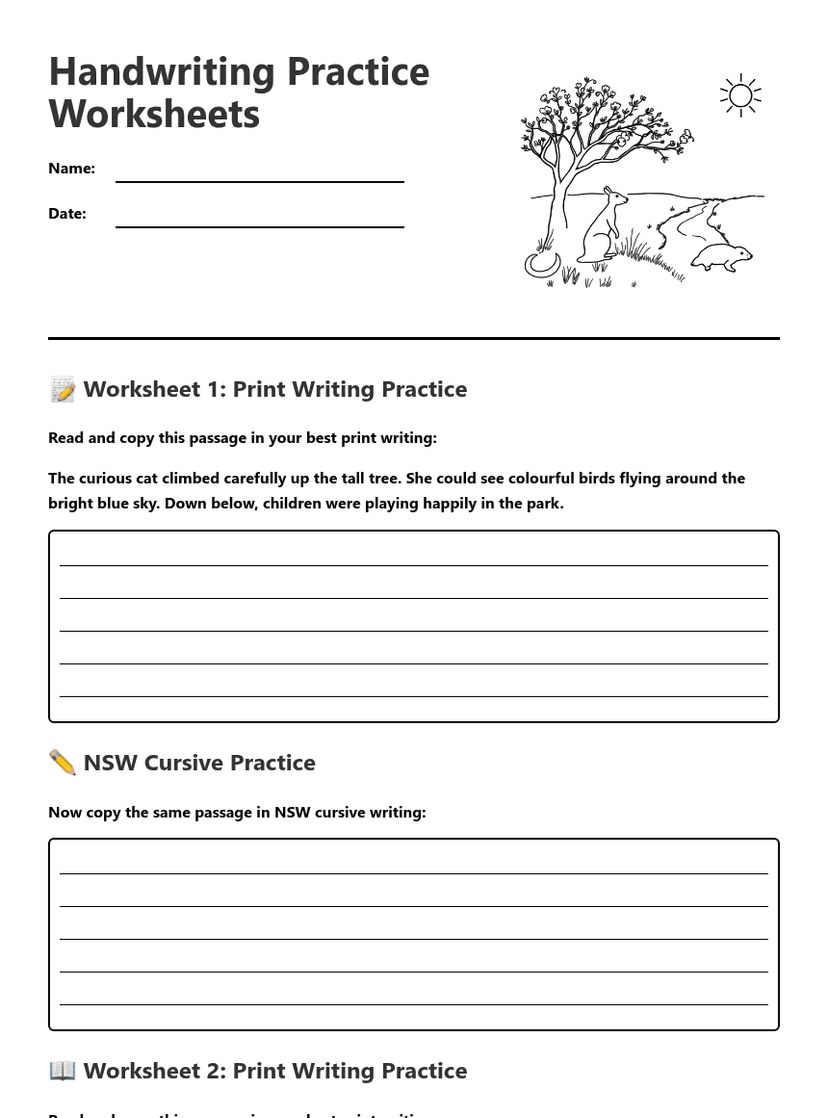 Handwriting Practice Worksheets