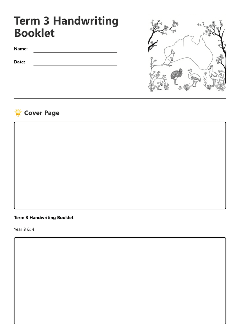 Term 3 Handwriting Booklet